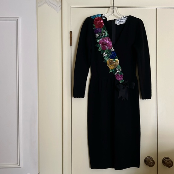 Don Sayres vintage black wool dress size 4 - Picture 1 of 4